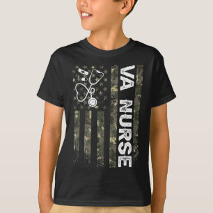 Va Nurse Camouflage American Flag Patriotic Nurse T-Shirt