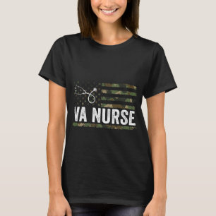 Va Nurse Camouflage American Flag Proud USA Patrio T-Shirt