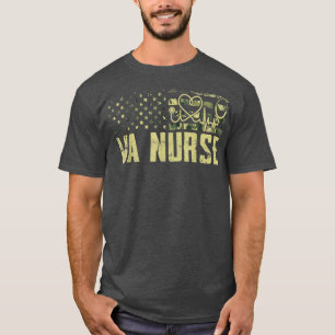 VA Nurse Camouflage USA Flag Patriotic Nurse Week T-Shirt