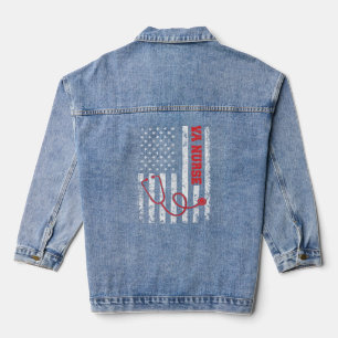 VA Nurse Patriotic Vintage USA Flag Real American Denim Jacket