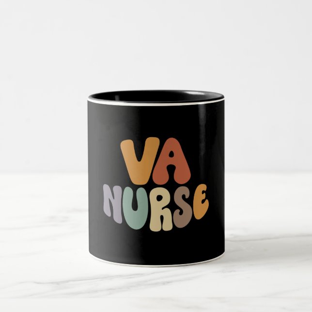 VA Nurse Proud Career Profession Two-Tone Coffee Mug (Center)