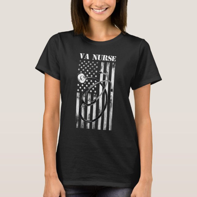 VA Nurse Real American Patriotic 4th of July Vinta T-Shirt (Front)