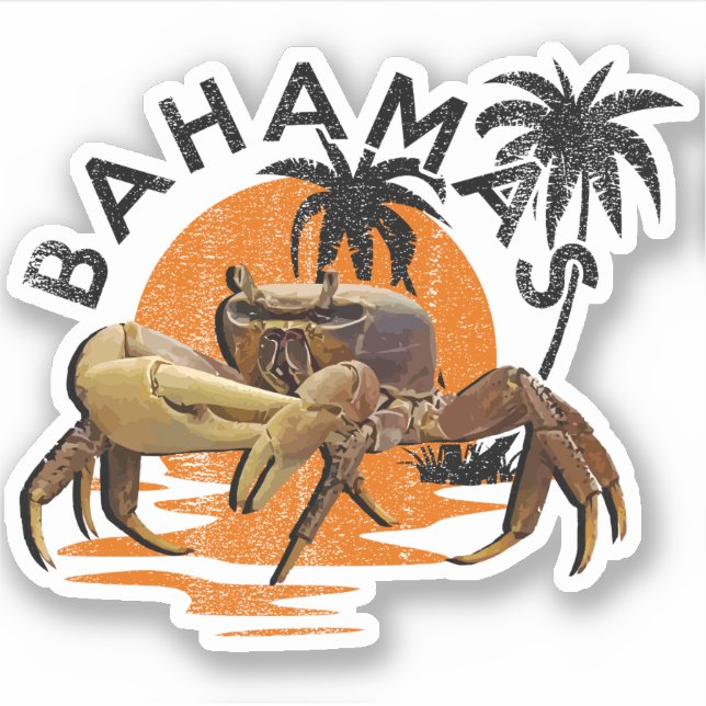 Vacation Andros Crab Bahamas Flag Sticker Cruise (Front)
