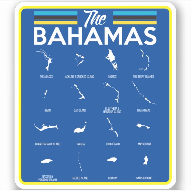 Vacation Bahamas Map Sticker Cruise Bahamian (Front)