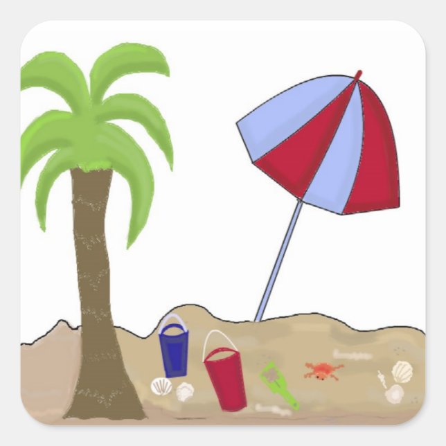 Vacation Beach Scene Square Sticker (Front)