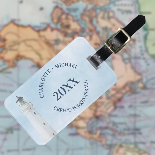 Vacation cruise names year lighthouse luggage tag (Creator Uploaded)