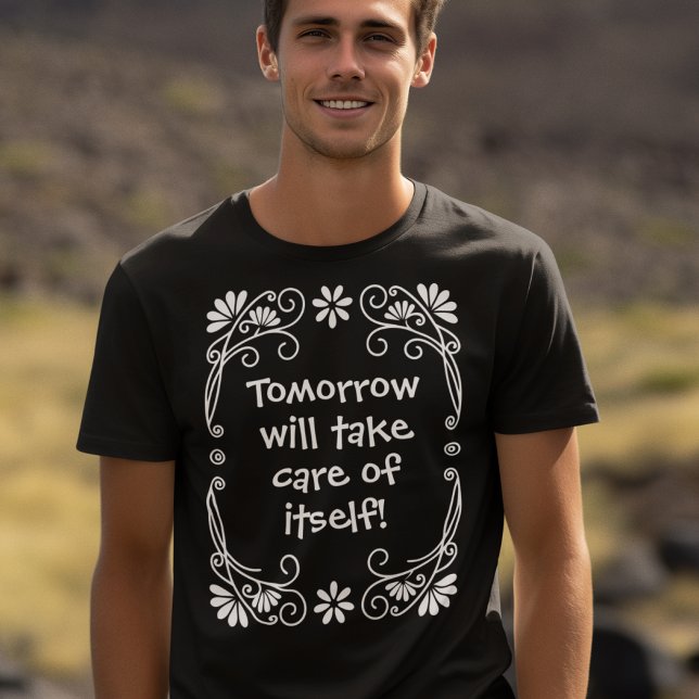 Vacation Custom Text Carefree Holiday T-Shirt (The text is customizable. So is the color of the floral frame.)