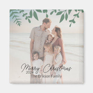 Vacation Destination Family Photo Christmas Magnet