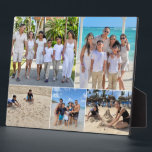 Vacation Family Photo Collage 5 pictures Plaque<br><div class="desc">Celebrate your best family adventures with this Custom Vacation Family Photo Collage Easel Plaque! Featuring a beautifully arranged five-photo collage, this sleek and sturdy plaque is a perfect way to showcase cherished memories from your travels. Whether it’s a beach getaway, mountain escape, or theme park adventure, this personalised keepsake brings...</div>