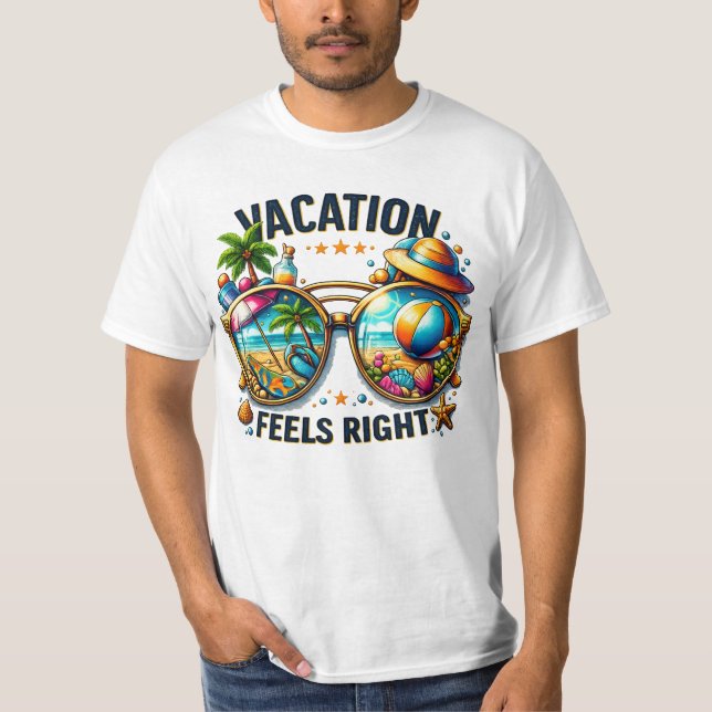 Vacation Feels Right Men’s Value T-Shirt USA (Front)