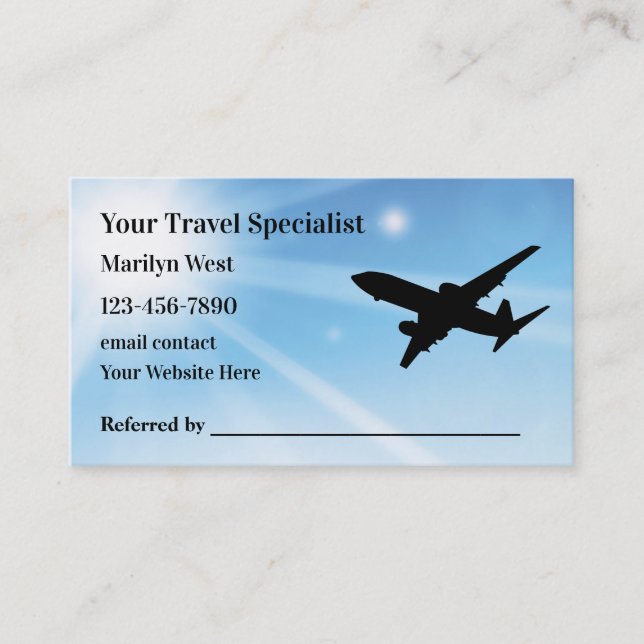 Vacation Holiday Travel Specialist Business Card (Front)