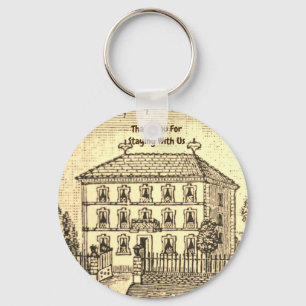 Vacation Home Guest Welcome Vintage Sketch House Key Ring