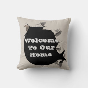Vacation House Torn Ripped Paper Guest Welcome Cushion