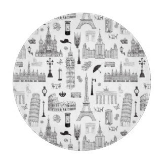 Vacation In Europe Pattern Cutting Board