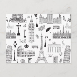 Vacation In Europe Pattern Postcard