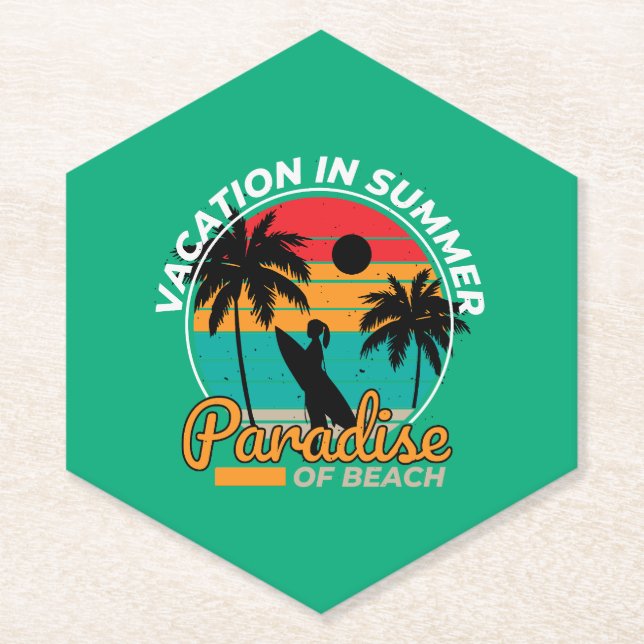 Vacation In Summer Paper Coaster (Front)