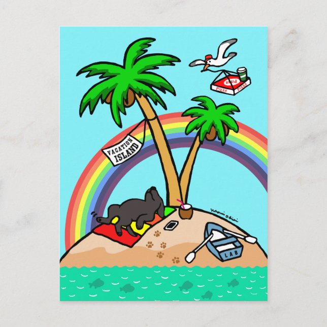 Vacation Island Black Labrador Postcard (Front)