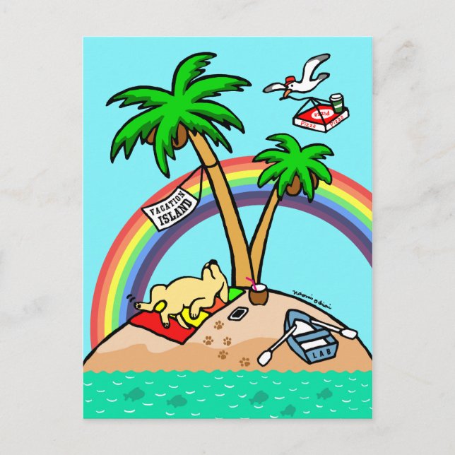 Vacation Island Yellow Labrador Postcard (Front)