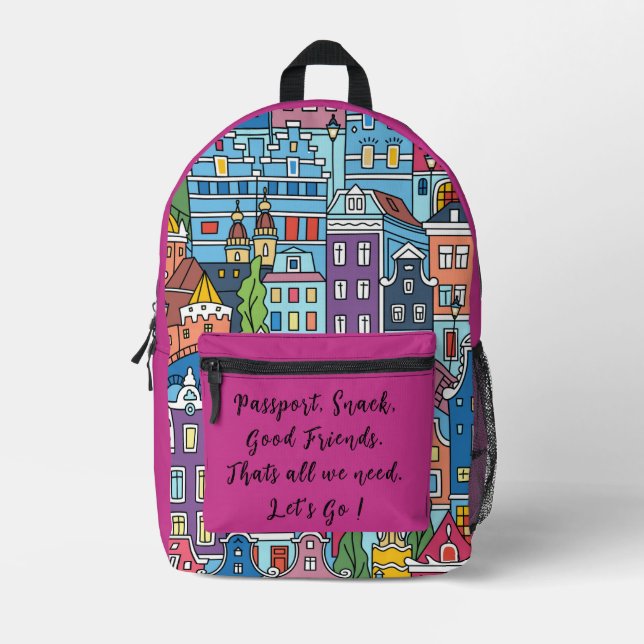 Vacation,Let's Go ! Printed Backpack (Front)