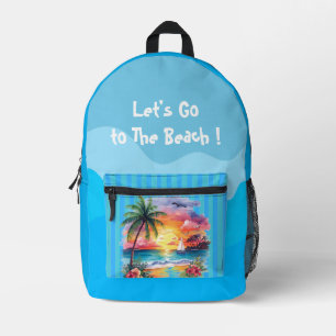 Vacation, Lets Go to The Beach, Summer Printed Backpack