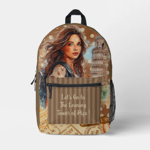 Vacation, Let's Go to The Leaning Tower of Piza! Printed Backpack