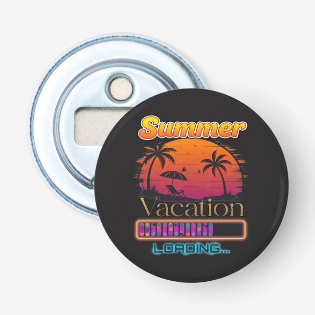 Vacation Loading Summer Sunset Beach Bottle Opener (Front)