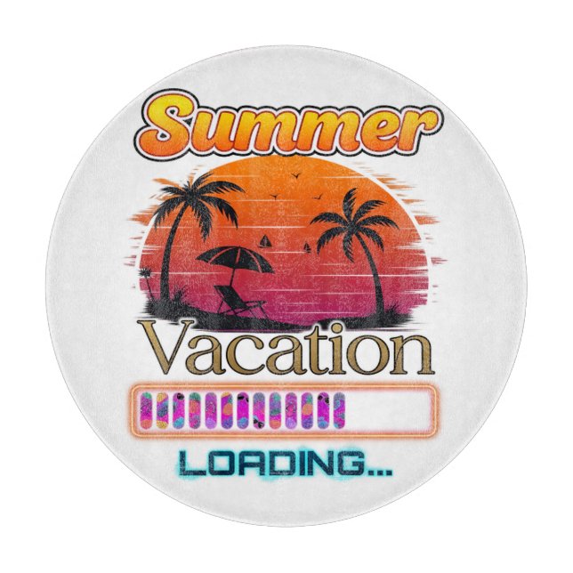Vacation Loading Summer Sunset Beach Cutting Board (Front)