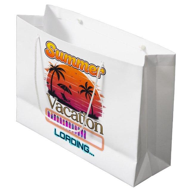 Vacation Loading Summer Sunset Beach Large Gift Bag (Front Angled)
