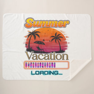 Vacation Loading Summer Sunset Beach Sherpa Blanket