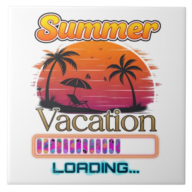 Vacation Loading Summer Sunset Beach Tile (Front)