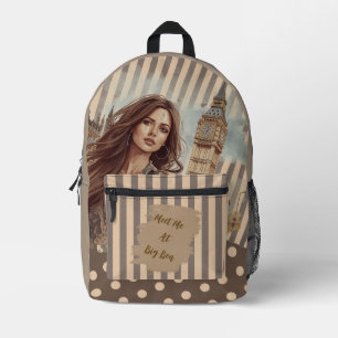 Vacation, Meet Me at Big Ben, Romantic Get away P Printed Backpack