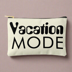 Vacation Mode Neutral Black Bold Typography  Accessory Pouch