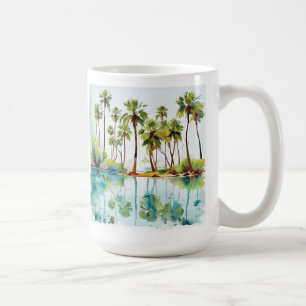 Vacation Paradise Tropical Lagoon Watercolor v3 Coffee Mug