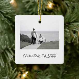 Vacation Photo Location Year Surfing Memories Ceramic Ornament