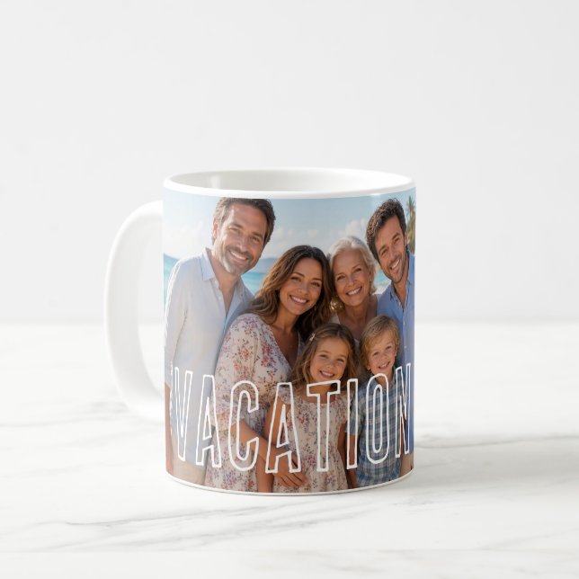 Vacation Photo with Modern Text Overlay Coffee Mug (Front Left)