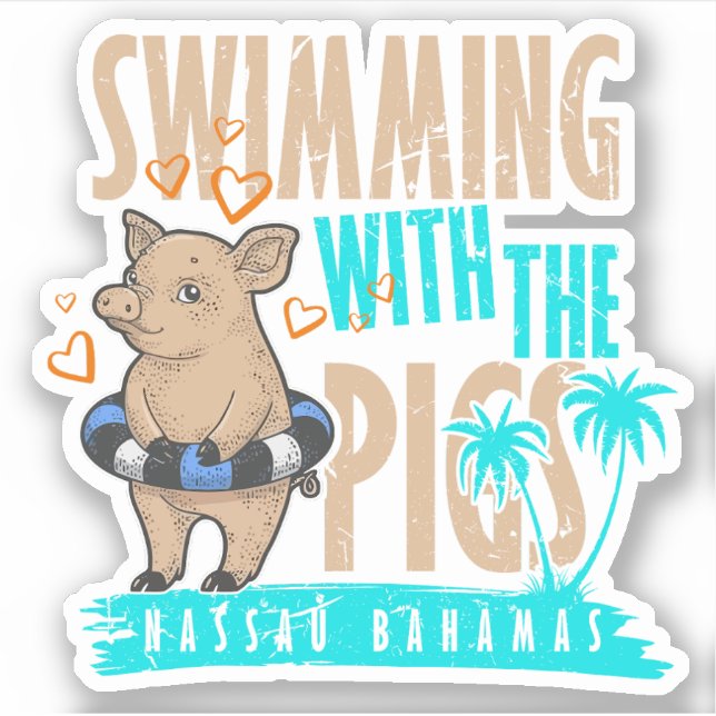 Vacation Pigs Nassau Bahamas Sticker Cruise (Front)