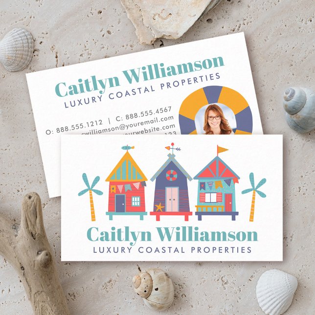 Vacation Real Estate Agent Photo Fun Beach House Business Card (Creator Uploaded)