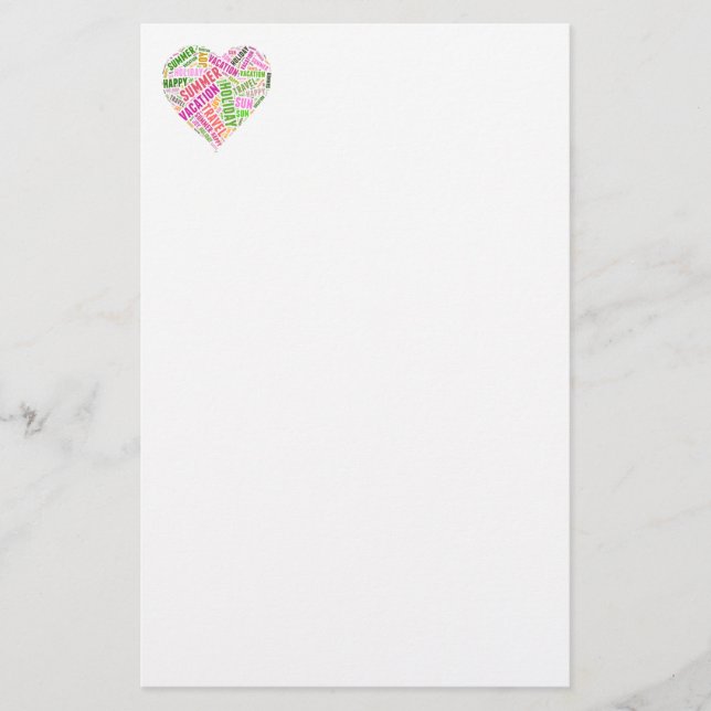 Vacation related words stationery (Front)