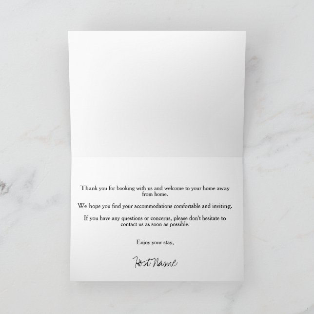 Vacation Rental Black Welcome Note Card 2 (Inside)