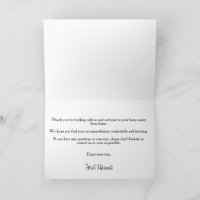 Vacation Rental Black Welcome Note Card 2