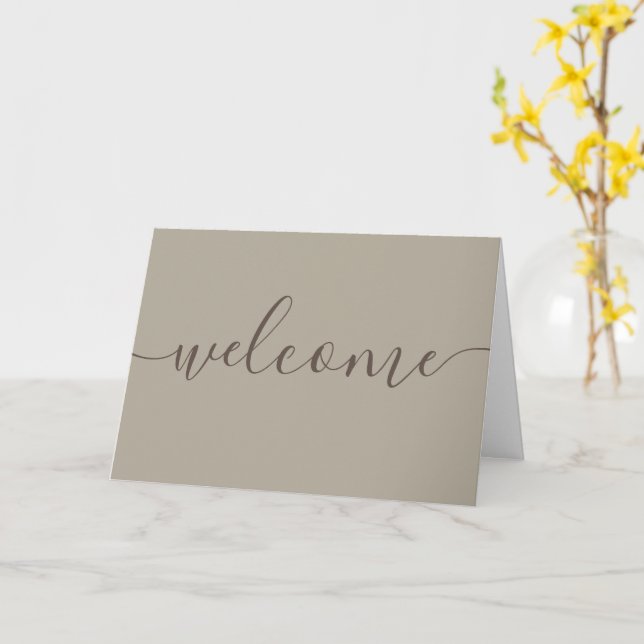 Vacation Rental Brown Welcome Note Card (Yellow Flower)