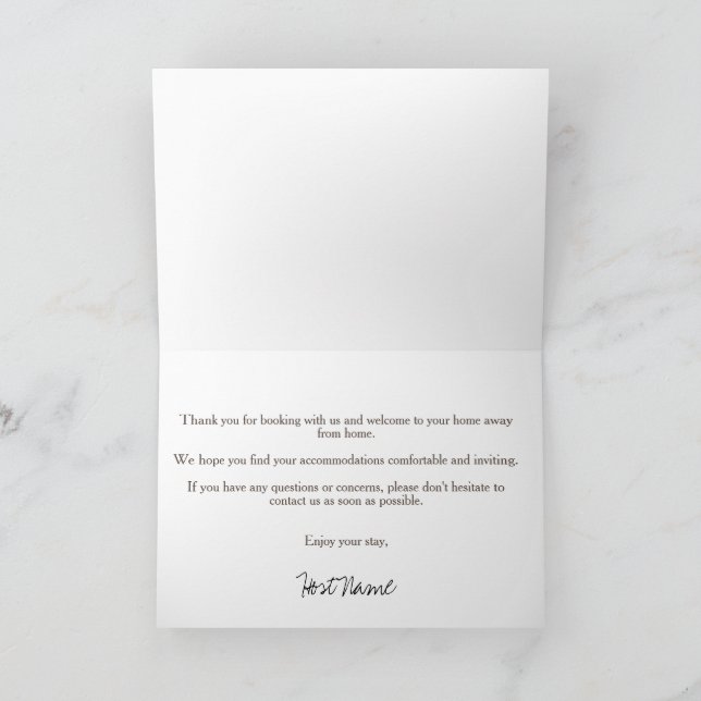 Vacation Rental Brown Welcome Note Card 2 (Inside)