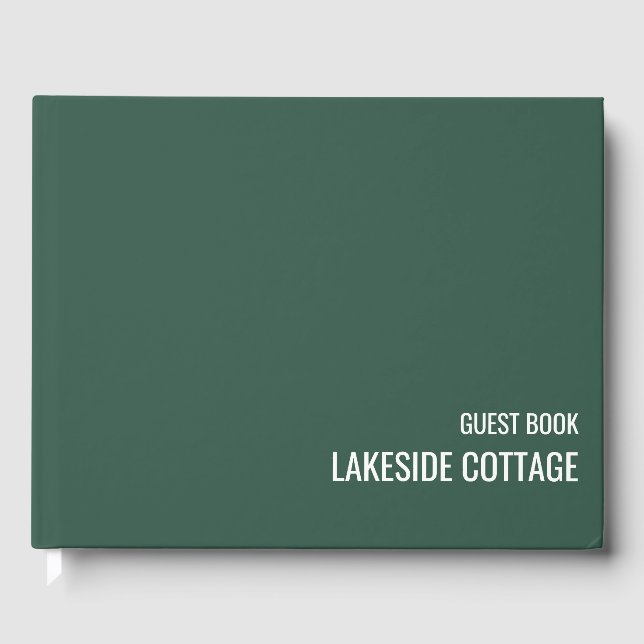 Vacation Rental Green Minimalist Modern Airbnb Guest Book (Front)
