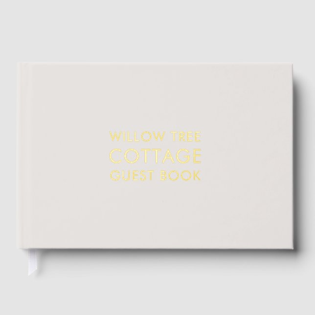 Vacation Rental Guest Feedback Stone and Gold Foil Book (Front)