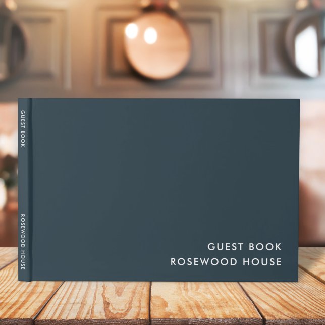 Vacation Rental | Minimalist Simple Navy Blue Guest Book (Creator Uploaded)