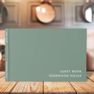 Vacation Rental Minimalist Simple Sage Green Guest Book