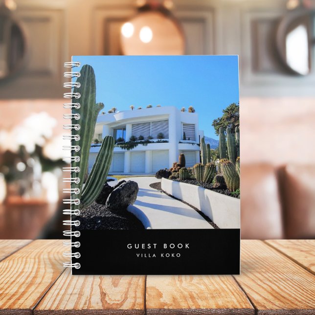Vacation Rental Modern Stylish Black Guest Book (Creator Uploaded)