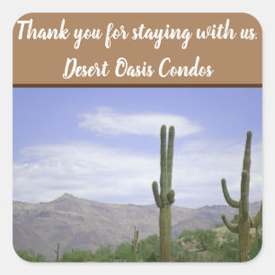 Vacation Rental Southwest Saguaro Guest Thank You Square Sticker