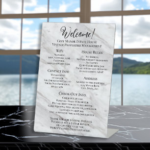 Vacation Rental Welcome Guest House Information Pedestal Sign