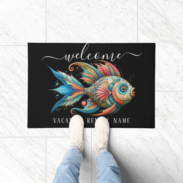 VACATION RENTAL WELCOME MAT - PAINTED FISH (Indoor)